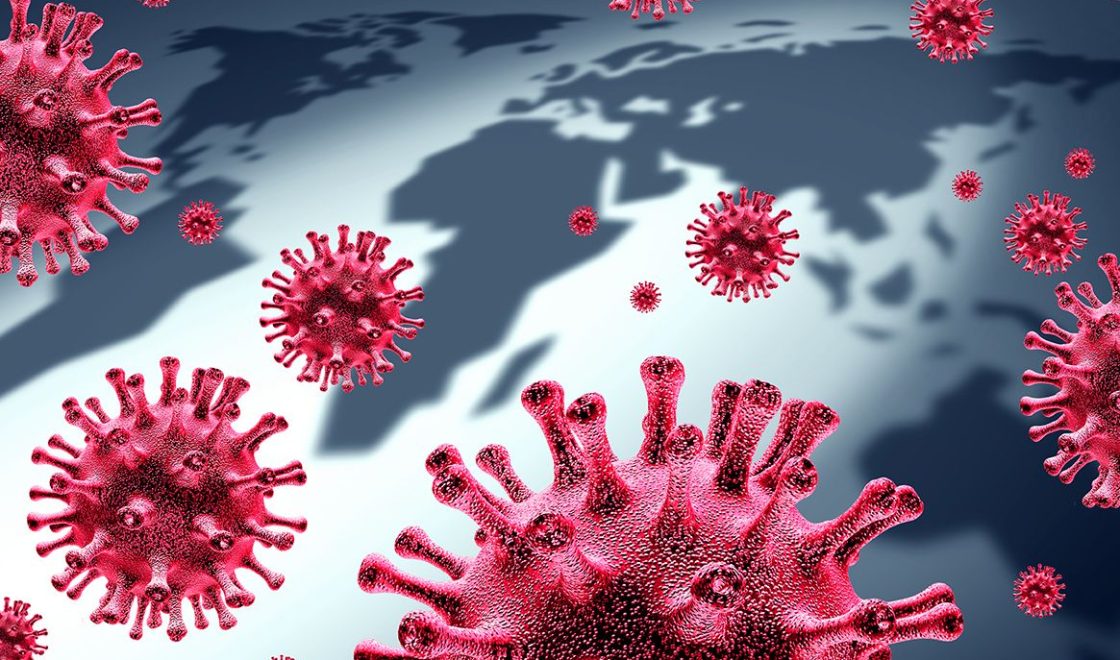 World health coronavirus outbreak and international public infectious disease and global deadly virus health risk and flu spread or coronaviruses influenza as a pandemic medical conceptin with 3D illustration elements.